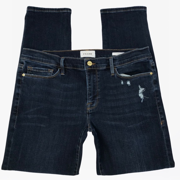 FRAME Le Garçon High-Rise Slightly Distressed Jeans - 30 - Picture 7 of 17